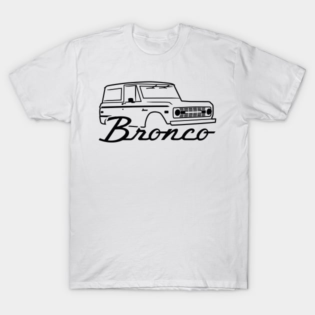 1966-1977 Ford Bronco Black With Logo T-Shirt by The OBS Apparel